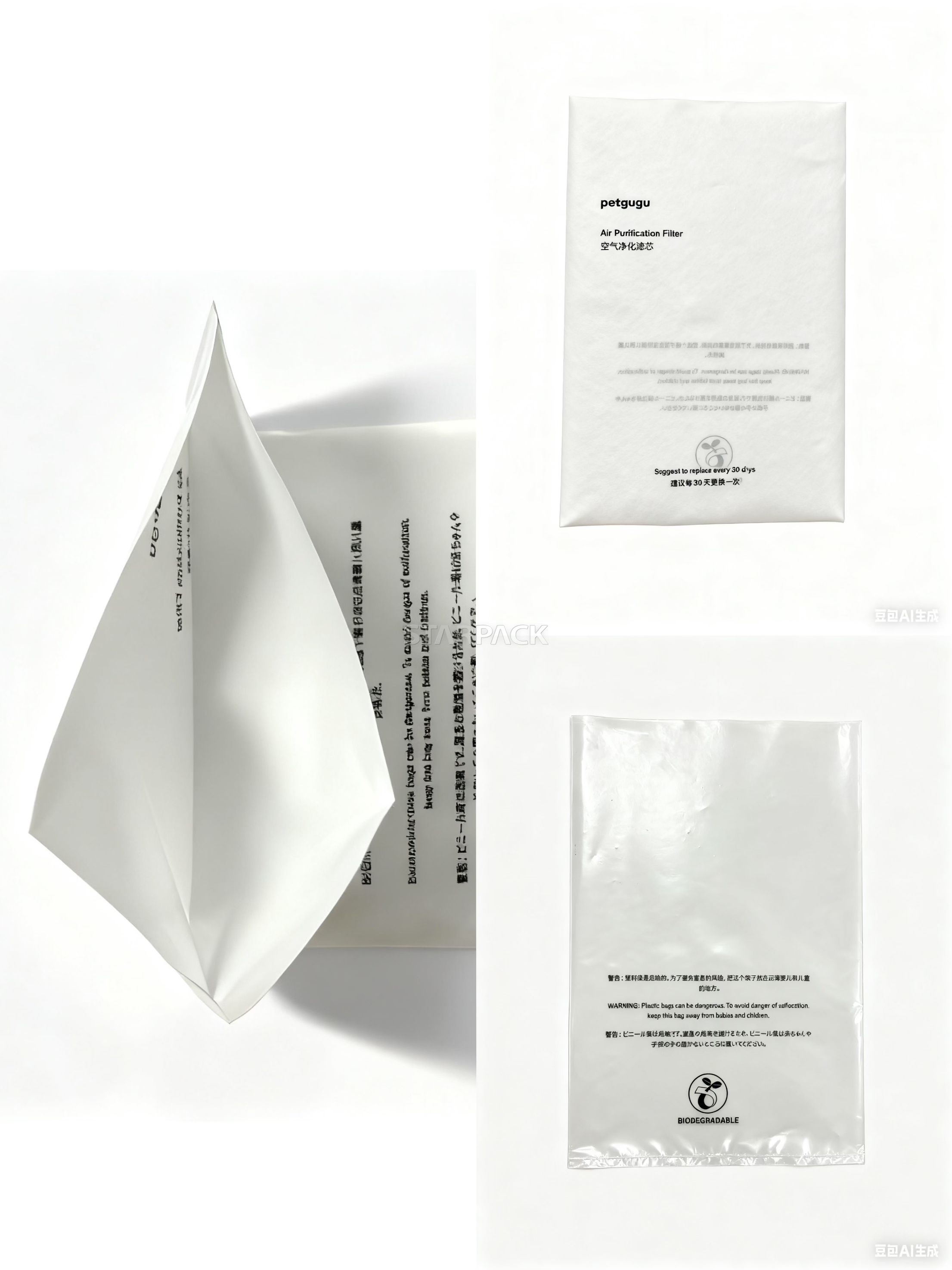 Bolsa plana totalmente biodegradable
