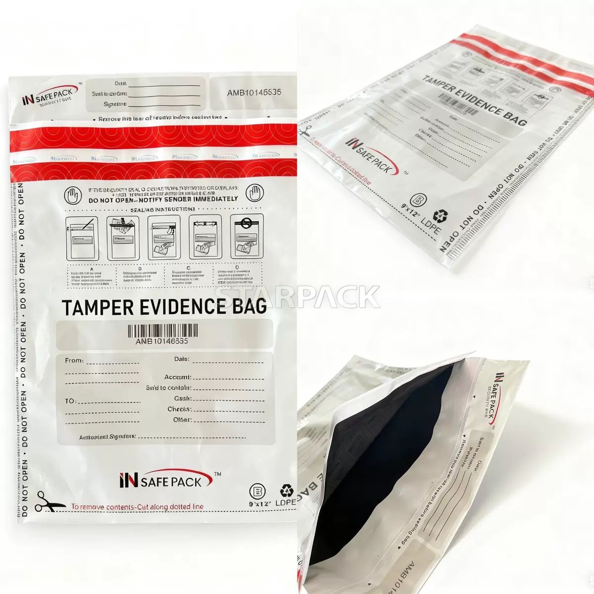 Bolsas de seguridad a prueba de manipulaciones de PE (rastreables y resistentes) Protecci&oacute;n resisten