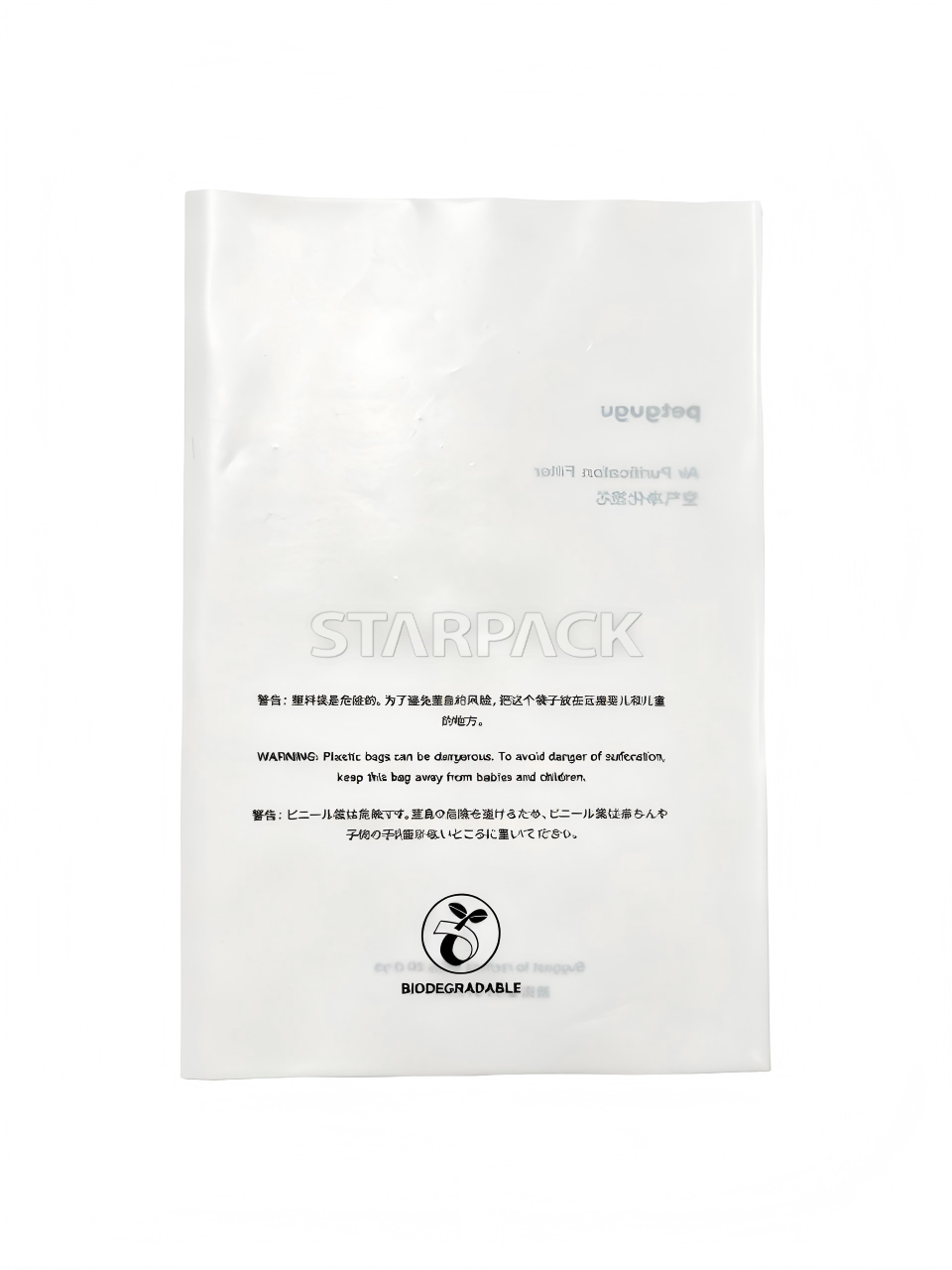 Bolsa plana totalmente biodegradable